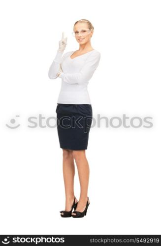 bright picture of woman in protective glasses and gloves&#xA;