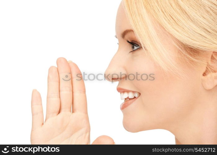 bright picture of woman whispering gossip