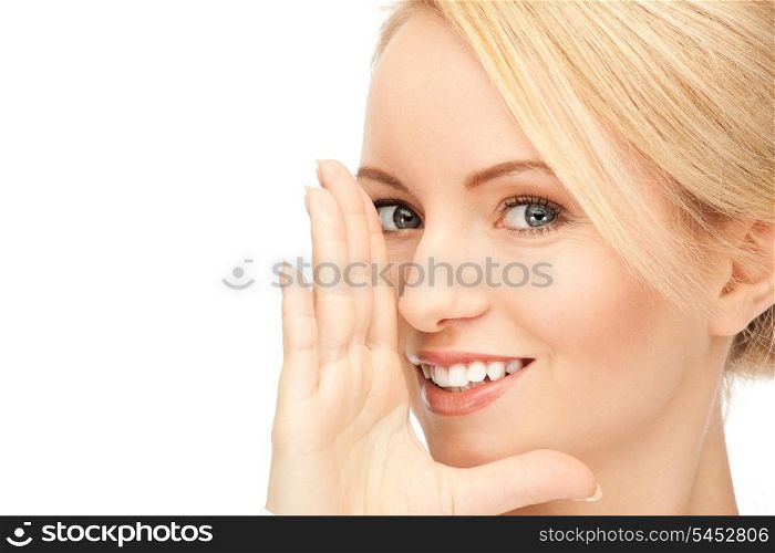 bright picture of woman whispering gossip