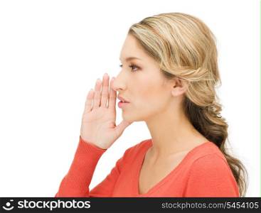 bright picture of woman whispering gossip