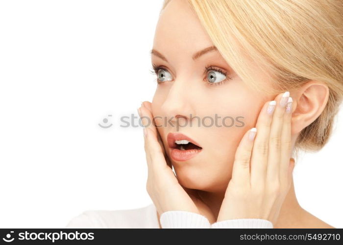 bright picture of woman with expression of surprise