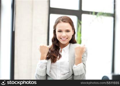 bright picture of woman with expression of tryumph