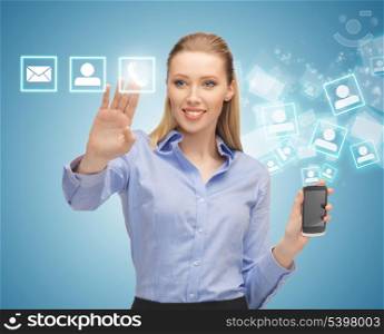 bright picture of woman with smartphone
