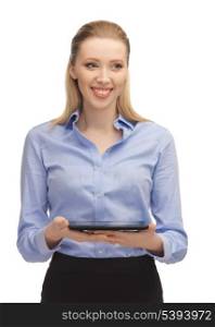 bright picture of woman with tablet pc