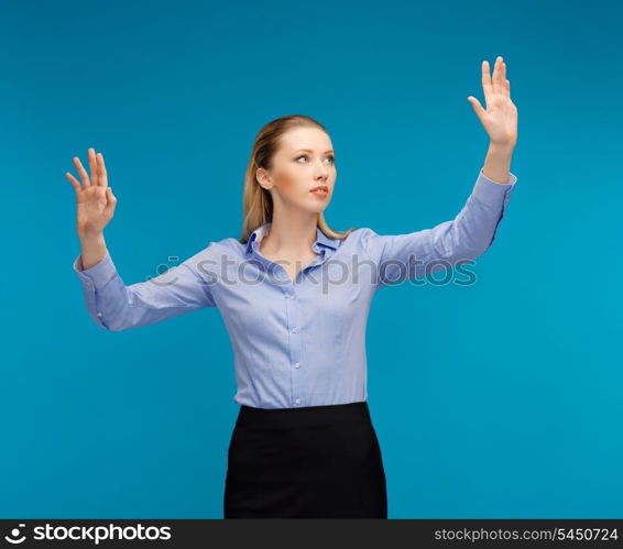 bright picture of woman working with something imaginary