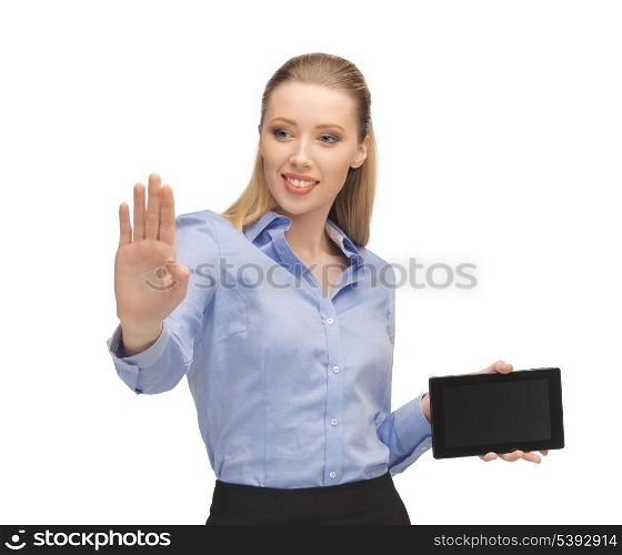 bright picture of woman working with tablet pc