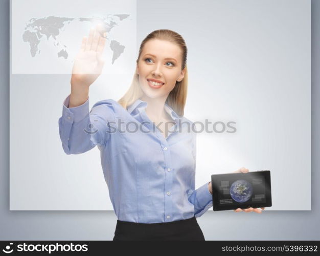 bright picture of woman working with tablet pc