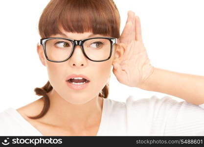 bright picture of young woman listening gossip