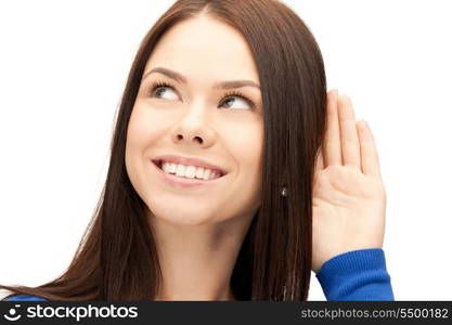 bright picture of young woman listening gossip