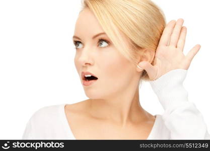 bright picture of young woman listening gossip