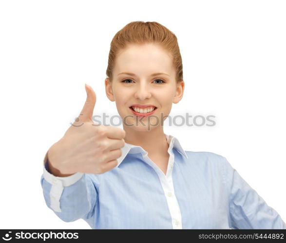 bright picture of young woman with thumbs up