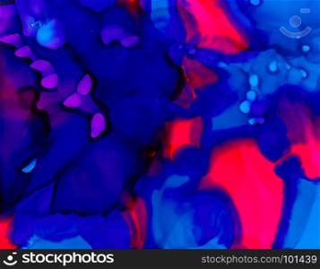 Bright pink and blue paint textured.Colorful background hand drawn with bright inks and watercolor paints. Color splashes and splatters create uneven artistic modern design.