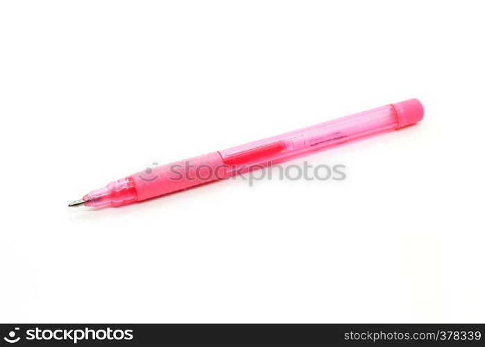 Bright pink gel pen isolated on a white background