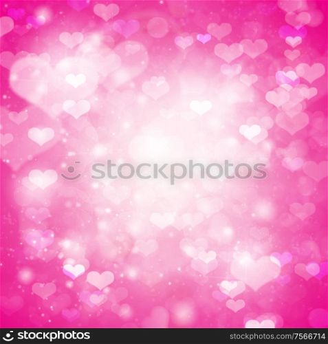 bright pink valentines day background with hearts and sparkles. valentines day brught pink background