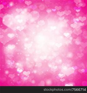 bright pink valentines day background with hearts and sparkles. valentines day brught pink background