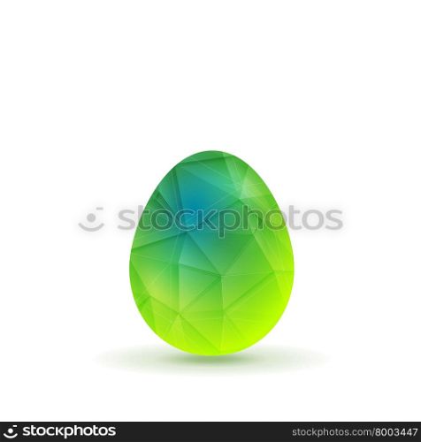 Bright polygonal Easter egg background. Bright blue and green polygonal egg on white background. Low poly Easter graphic design