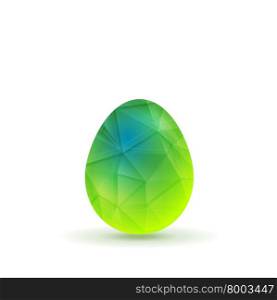 Bright polygonal Easter egg background. Bright blue and green polygonal egg on white background. Low poly Easter graphic design