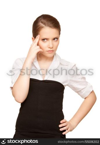bright portrait of a young attractive businesswoman