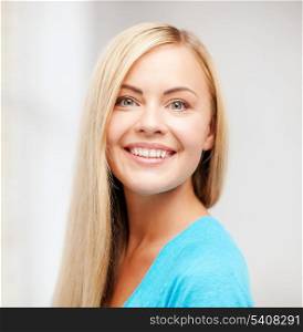 bright portrait picture of happy and smiling woman
