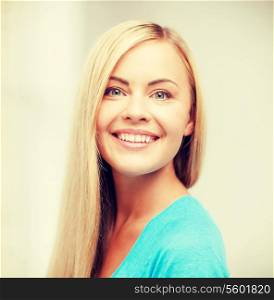 bright portrait picture of happy and smiling woman