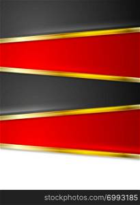 Bright red black infographics design with golden stripes
