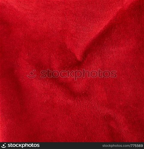 bright red suede from cowhide, full frame, close up
