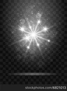 Bright shining star isolated over transparent background. Vector illustration
