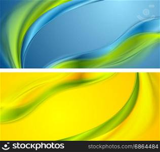 Bright smooth waves banners design