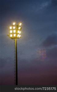 Bright sports stadium lights on a cloudy evening in Johannesburg South Africa