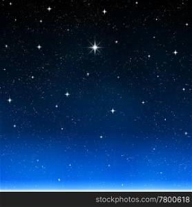 bright star. a single bright wishing star stands out from all the rest