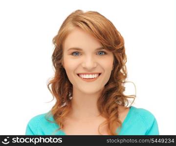bright studio picture of happy teenage girl