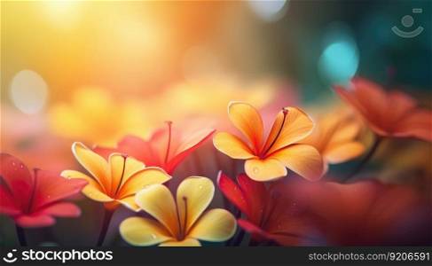 Bright Summer Background with Red and Orange Flowers , Generative AI. Bright Summer Background