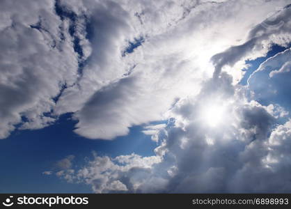 bright sun on blue sky