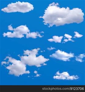 Bright sunny day, blue sky with snow-white different types of clouds. Bright sunny day, blue sky with white clouds