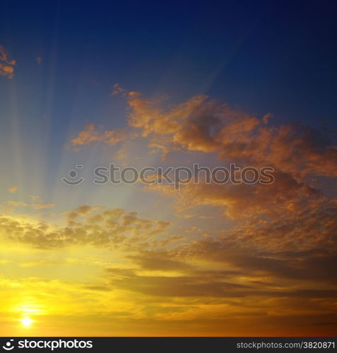 bright sunrise and beautiful sky