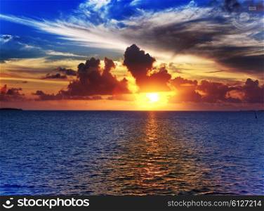 Bright sunset over the sea