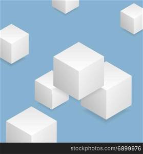 Bright tech geometric background with cubes. Bright blue tech geometric background with cubes