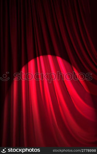 Brightly lit curtains in theatre concept