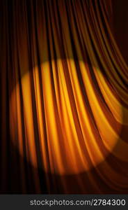 Brightly lit curtains in theatre concept