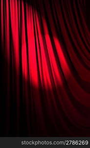 Brightly lit curtains in theatre concept