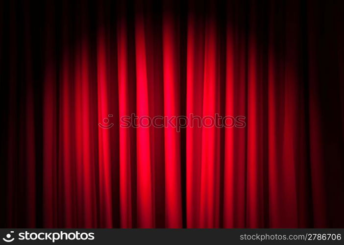 Brightly lit curtains in theatre concept