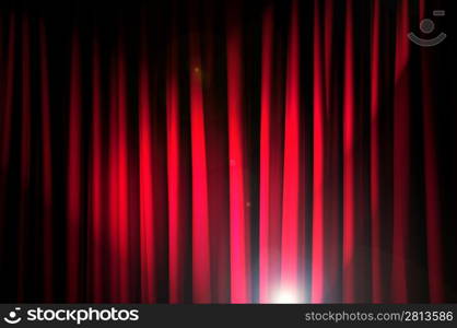 Brightly lit curtains in theatre concept