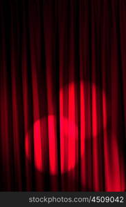 Brightly lit curtains in theatre concept