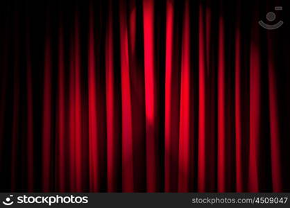 Brightly lit curtains in theatre concept