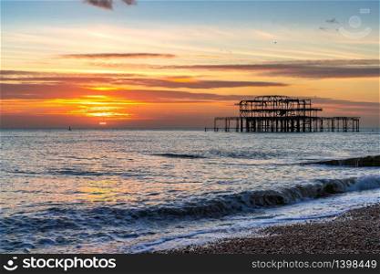 BRIGHTON, EAST SUSSEX/UK - JANUARY 8 : View of the West Pier in Brighton East Sussex on January 8, 2019