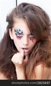 Brignt female makeup - young fashion lady clown