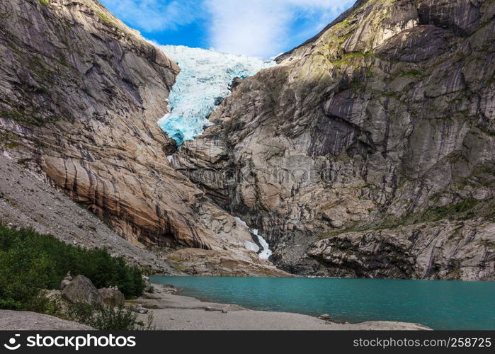 Briksdal glacier, lake, Olden, Norway