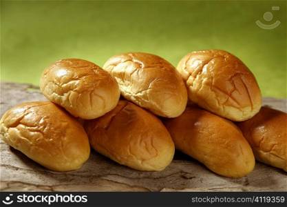 Brioche little bread stacked in two rows