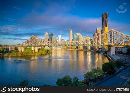 Brisbane city skyline and Brisbane river in Australia