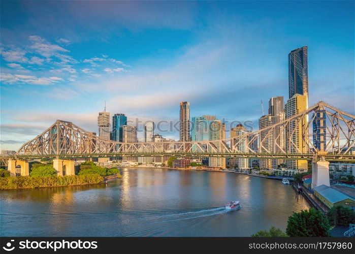 Brisbane city skyline and Brisbane river in Australia